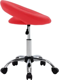 Fotel biurowy, krzesło biurowe vidaXL Krzesło robocze na kółkach, czerwone, sztuczna skóra - Fotele i krzesła biurowe - miniaturka - grafika 3