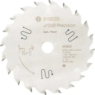 Bosch Tarcza do piły tarczowej Top Precision Best for Wood 165 x 20 x 1 8 mm 20 2608642385 1 szt - Tarcze do pił - miniaturka - grafika 3