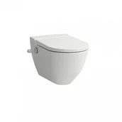 Miski WC - Laufen Cleanet Navia Toaleta myjąca podwieszana 58x37 cm Rimless bez kołnierza z deską wolnoopadającą i szkliwieniem LCC biała H8206014000001 - miniaturka - grafika 1