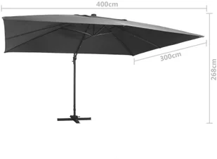 vidaXL Parasol z LED i aluminiowym słupkiem, 400x300 cm, antracyt vidaXL - Parasole ogrodowe - miniaturka - grafika 10