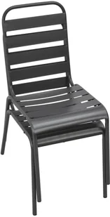 vidaXL Sztaplowane krzesła ogrodowe, 2 szt., stal, ciemnoszare, listwy - Fotele i krzesła ogrodowe - miniaturka - grafika 2