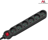 Listwy zasilające - Maclean Listwa zasilająca MCE225 Listwa zasilająca przedłużacz 6 gniazd z wył czarny 1,5m 2300W - miniaturka - grafika 1