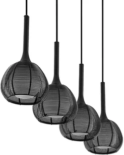 LUCANDE Lucande Tetira lampa wisząca, 4-pkt. długa, czarna - Lampy sufitowe - miniaturka - grafika 4