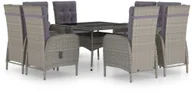 Meble ogrodowe - vidaXL 9-cz. zestaw mebli ogrodowych, polirattan i szkło, szary - miniaturka - grafika 1