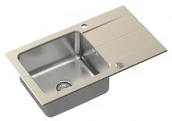 Zlewozmywaki - STEINER Zlewozmywak granitowy stal szlachetna jednokomorowy 78 44 19 cm z ociekaczem EDWARD 111 FUSION beżowy ze stalowym odpływem FUS_E7844BE - miniaturka - grafika 1