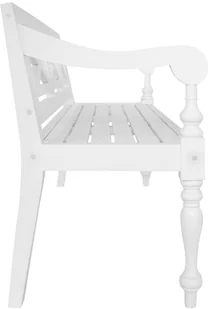 vidaXL Ławka Batavia, 123 cm, lite drewno mahoniowe, biała vidaXL - Meble do przedpokoju - miniaturka - grafika 4