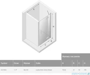 NEW TRENDY New Renoma Black drzwi wnękowe 80x195 cm przejrzyste prawe D-0194A | - Akcesoria do armatury i ceramiki - miniaturka - grafika 2