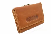 Portfele - Monkey Maker Portfel Damski Skórzany 12 cm Klamra I Klapka Skóra Naturalna - miniaturka - grafika 1