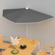 Parasole ogrodowe - vidaXL Półokrągły parasol ogrodowy na słupku, 180x90 cm, antracytowy vidaXL - miniaturka - grafika 1