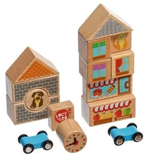 Lucy Leo Kolorowe klocki drewniane Miasto 15 elementów LL166 - Klocki - miniaturka - grafika 5