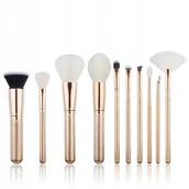 Pędzle do makijażu - Jessup T410 Zestaw 10 pędzli golden/rose gold - miniaturka - grafika 1