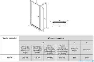 Roca Capital drzwi prysznicowe 80x195cm przejrzyste AM4708012M - Ścianki i drzwi prysznicowe - miniaturka - grafika 2
