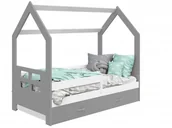 Łóżka dla dzieci i młodzieży - Meble Magnat Łóżko Domek dziecięce 160x80 dla dzieci szary D3D - miniaturka - grafika 1