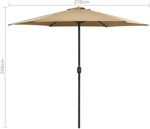 vidaXL Parasol ogrodowy na słupku aluminiowym, 270x246 cm, taupe 47347 - Parasole ogrodowe - miniaturka - grafika 8