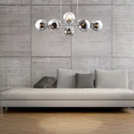 Lampy sufitowe - Nino Leuchten Szklana lampa wisząca Pilar, 8-punktowa, szary dym - miniaturka - grafika 1