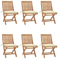 Fotele i krzesła ogrodowe - vidaXL Składane krzesła ogrodowe z poduszkami, 6 szt., drewno tekowe! 3072836 - miniaturka - grafika 1