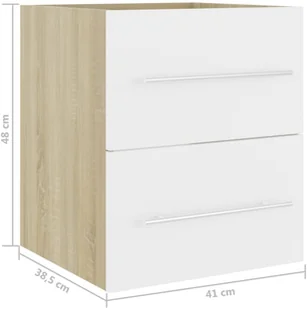VidaXL Lumarko Szafka pod umywalkę, biel i dąb sonoma, 41x38,5x48 cm, płyta 804688 VidaXL - Meble łazienkowe - miniaturka - grafika 7