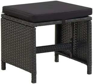 vidaXL 11-cz. zestaw mebli ogrodowych z poduszkami, rattan PE, czarny 46533 - Meble ogrodowe - miniaturka - grafika 12