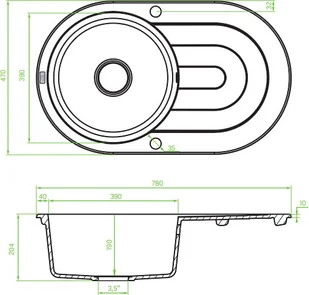 Laveo Dafne - zlewozmywak 2-komorowy bez ociekacza szary SBD 520T - Zlewozmywaki - miniaturka - grafika 5