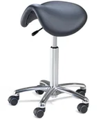 Podnóżki, podpórki, podkładki - AJ Stołek z czarnym siedziskiem siodłowym tapicerowanym skórą ekologiczną 234691 - miniaturka - grafika 1