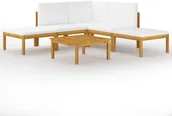 Meble ogrodowe - vidaXL 6-cz. zestaw wypoczynkowy do ogrodu, kremowe poduszki, akacja 3057876 - miniaturka - grafika 1