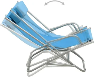vidaXL Bujane krzesła, 2 szt., stal, niebieskie 310340 - Leżaki ogrodowe - miniaturka - grafika 6