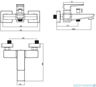 Omnires Parma bateria wannowa czarny PM7430BL - Baterie wannowe i prysznicowe - miniaturka - grafika 2