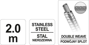 FALA WĄŻ PRYSZNICOWY 2.0M WZMOCNIONY PODWÓJNY SPLOT POLEROWANY 75647 - Węże prysznicowe - miniaturka - grafika 4