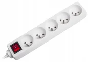 Listwy zasilające - Przedłużacz biały 5 gniazd z przełącznikiem 3m - miniaturka - grafika 1
