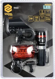 Vorel ZESTAW LAMP ROWEROWYCH PRZEDNIA 3W CREE LED + TYLNA 5 LED 88422 VOREL ZYSKAJ RABAT 30 ZŁ 88422 - Lampki rowerowe - miniaturka - grafika 6