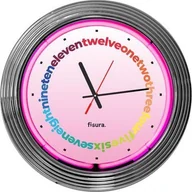 Zegary - NoName zegar ścienny neon 38 cm stalowy różowy/srebrny 2 części twm_998168 - miniaturka - grafika 1