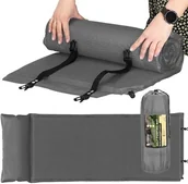 Karimaty - Springos Mata samopompująca 186 cm z poduszką mata turystyczna biwakowa z pokrowcem szara PM035 - miniaturka - grafika 1