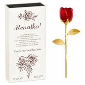 Gadżety dla niej i dla niego - Murrano Kryształowa Róża w Personalizowanym Pudełku na Imieniny KRSZ-RZ-015 - miniaturka - grafika 1