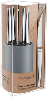 Amefa Lou Laguiole Zestaw noży do steków Jet z blokiem, 6 szt., srebrna stal - Noże stołowe - miniaturka - grafika 4