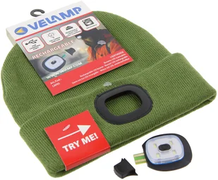 Velamp Czapka z lampą LED oliwkowa CAP05 CAP05 - Latarki - miniaturka - grafika 3