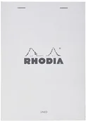 Notesy i bloczki - Rhodia 16601C zszywany notatnik, obramowany obrzeżem, biały / srebrny, 80 g, DIN A5 148 x 210 mm, 80 arkuszy, mikroperforowany, pokrywa biała 16601C - miniaturka - grafika 1