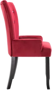 vidaXL Krzesła stołowe z podłokietnikami, 6 szt., czerwone, aksamitne - Krzesła - miniaturka - grafika 5