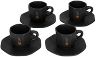 Filiżanki - Bialetti Zestaw 4 filiżanek z podstawką Czarny z miedzianym logo RTATZ403 - miniaturka - grafika 1