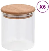 Pojemniki kuchenne - vidaXL vidaXL Szklane słoje z bambusową pokrywką 6 szt. 600 ml 150694 - miniaturka - grafika 1