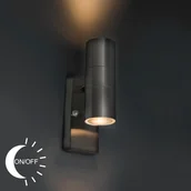 Lampy ogrodowe - QAZQA Kinkiet zewnętrzny stal 2-punktowy IP44 z czujnikiem zmierzchu - Duo - miniaturka - grafika 1