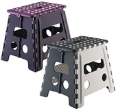 Taborety i hokery - axentia składany taboret ze schodkiem  składany stołek 150 kg udźwigu, plastik, szary/fioletowym, 45 x 37 x 4,5 cm 127721 - miniaturka - grafika 1