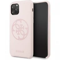 Etui i futerały do telefonów - Guess Silicone 4G - Etui iPhone 11 Pro Light Pink - miniaturka - grafika 1