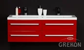 Szafki łazienkowe - Czerwona szafka wisząca z umywalką 120/39/4 seria Fokus CZ FKS-CZ-U120/39/4 + Clever - miniaturka - grafika 1