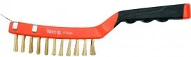 Yato Szczotka druciana,drut mosiężny, 4 rzędy ze skrobakiem,rękojeść plastikowa (YT-6345) - Materiały ścierne - miniaturka - grafika 4