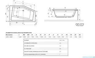 Actima Vesper wanna narożna 160x100 cm lewa biała (WAEX.VEL16WH) - Wanny - miniaturka - grafika 2