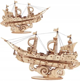 Robotime Drewniany Model Puzzle 3D Żaglowiec - Puzzle - miniaturka - grafika 3