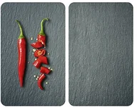 Pozostałe akcesoria kuchenne - Wenko płyty osłonowe Cayenne podwójny zestaw, kochplattenabdeckung uniwersalne do wszystkich rodzajów kuchenek, szkło hartowane, wielokolorowa, 52 x 30 x 0,1 cm 53890100 - miniaturka - grafika 1