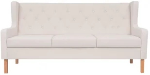 vidaXL Sofa 3-osobowa, materiałowa, kremowa - Sofy i kanapy - miniaturka - grafika 3