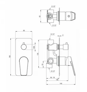 Deante Jasmin Bateria natryskowa podtynkowa z przełącznikiem natrysku BGJ_044P BGJ 044P [16184423] - Baterie wannowe i prysznicowe - miniaturka - grafika 2