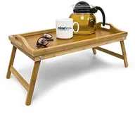 Tace i patery - Relaxdays taca na łóżko bambusowe łóżko wys. x szer. x głęb.): ok. 21,5 x 47 x 27 cm stół z składane nóżki do serwowania taca na śniadanie jako stolik pomocniczy stolik na kolana i z uchwytami łatwa w 10012858 - miniaturka - grafika 1